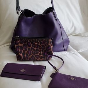 Set: purse, wallet, wristlet & cosmetics bag.